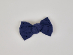 Small bow hair slide blue english embroidery