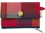 Mini coin purse pouch ruby lurex tartan