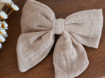 Bow tie hair slide gaze pailletée camel
