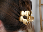 Large Flower Hair Clip satin gold