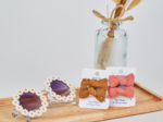 Small Elastics bows gaze pois or caramel