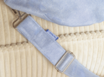 Narrow shoulder strap iridescent denim