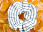 Scrunchie striped blue gray glitter