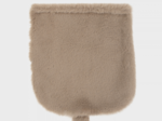 Flap of small shoulder bag taupe faux fur