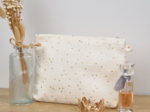 Coton clutch bag gaze pois or écru