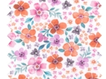 Cotton fabric ex2419 orange pink pansies