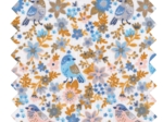 Cotton fabric ex2357 blue flower bird