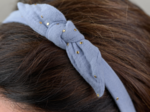bow headband gaze pois or bleu baltique