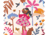 Cotton fabric little girl jungle