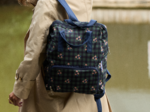Foldable rucksack Gaby tartan fleuri