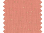 Cotton Fabric gaze pois or rose blush