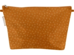 Cosmetic bag with flap caramel golden straw