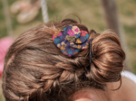 Flower petal hair slide small  hippie fleurie