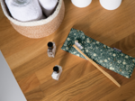 Toothbrush bag fleuri kaki