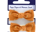 Small elastic bows caramel golden straw
