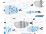 Cotton fabric ex2438 school of blue gray fish