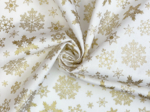 Cotton fabric ex2558 christmas ivory gold star snowflakes