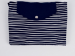 Tote bag with a zip striped  ivory navy