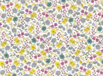 Cotton fabric yellow grey flowers