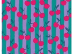 Cotton fabric ex2643 turquoise lilac striped cherries