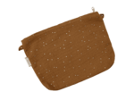 Tiny coton clutch bag gaze pois or caramel
