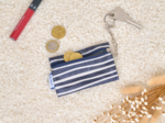 Keyring  wallet striped  ivory navy