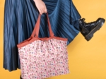 Pleated tote bag - Medium size herbier rose