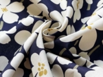 Cotton fabric ex2425 ivory and navy primroses