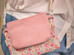 Tiny coton clutch bag blush pink corduroy