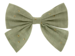 Bow tie hair slide almond green with golden dots gauze