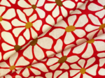 Coated fabric ex2524 red petals gold heart
