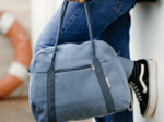 Bowling bag  azure blue corduroy