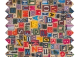 Cotton fabric multi letters