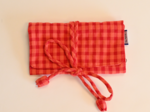 Jewelry pouch coral red gingham