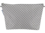 Cosmetic bag with flap light grey spots