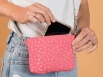 Tiny coton clutch bag feuillage or rose