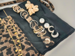 Jewelry pouch mocha quilted leopard
