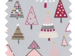 Cotton fabric ex2484 pink gray fir trees