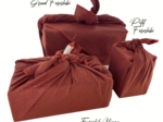 Furoshiki medium 48x48 lurex terracotta gauze