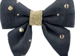 Mini bow tie clip gaze pois or marine