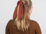 Short tail scrunchie lurex terracotta gauze