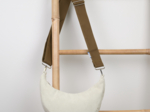 Half-moon bag white large corduroy