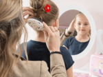 Mini Flower petal hair slide rouge foncé