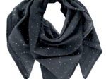 Pom pom scarf gaze pois or marine