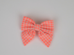 Bow tie hair slide neon orange gingham