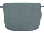 Coton clutch bag gaze pois or bleu gris