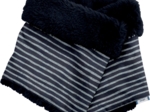 Children fur scarf snood striped silver dark blue