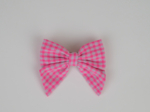 Bow tie hair slide neon pink gingham