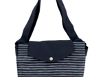 Tote bag with a zip striped silver dark blue