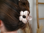 Large Flower Hair Clip glossy beige